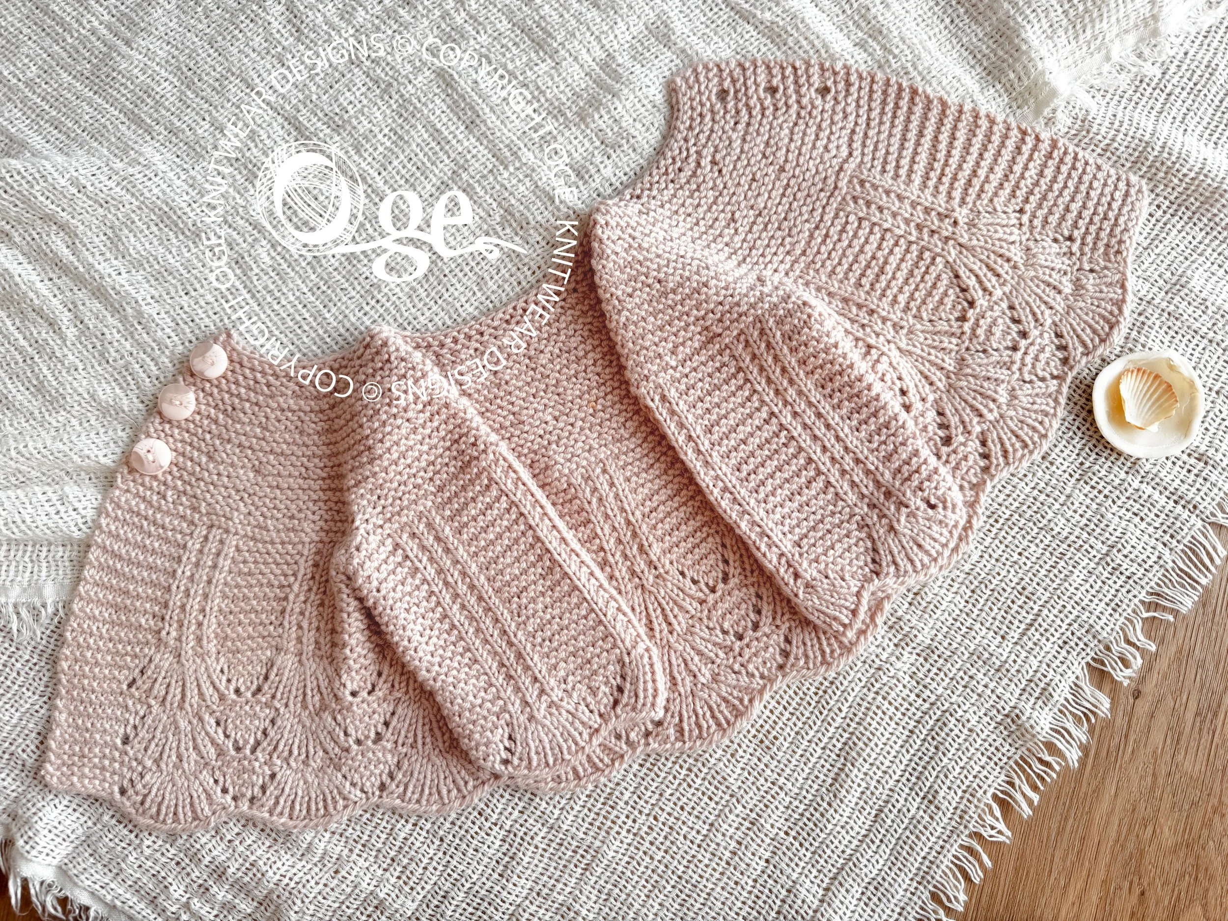 KNITTING PATTERN -- Shell border baby cardigan - P097