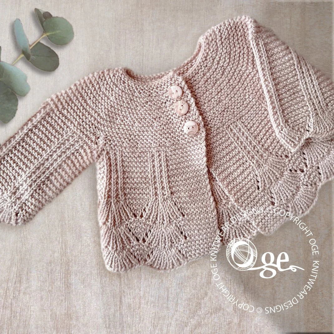 KNITTING PATTERN -- Shell border baby cardigan - P097
