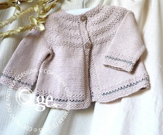 KNITTING PATTERN -- Baby round yoked sweater with moss stitch trim - P033