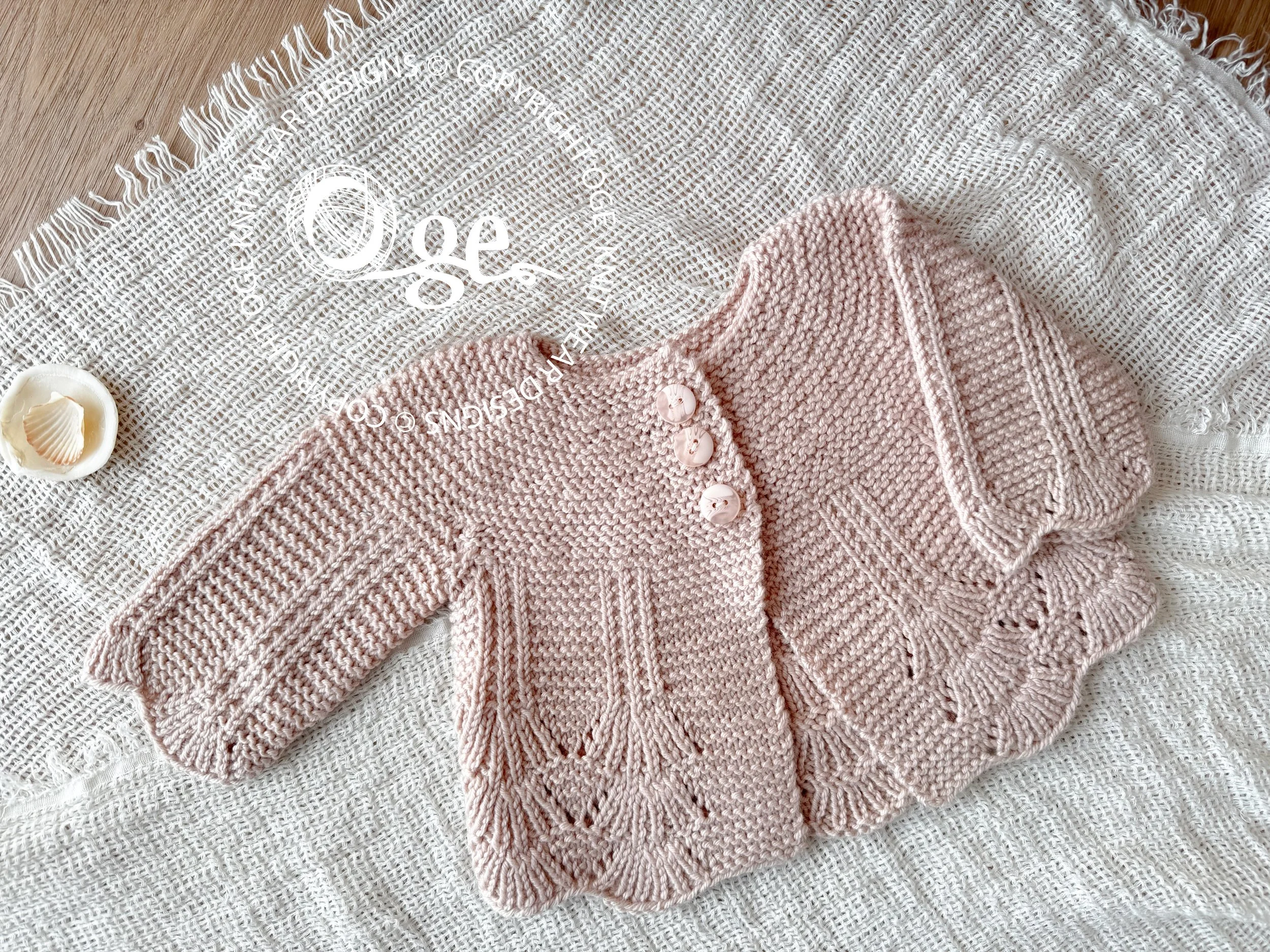KNITTING PATTERN -- Shell border baby cardigan - P097