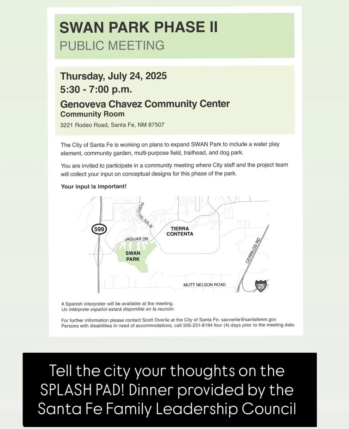 Show up and tell @santafegov that our kids deserve a splash pad! 

The Santa Fe Family Leadership Council (which I&rsquo;m a proud member of) is providing pizza dinner to take one thing off your plate, hopefully making it easier for you and your fam 