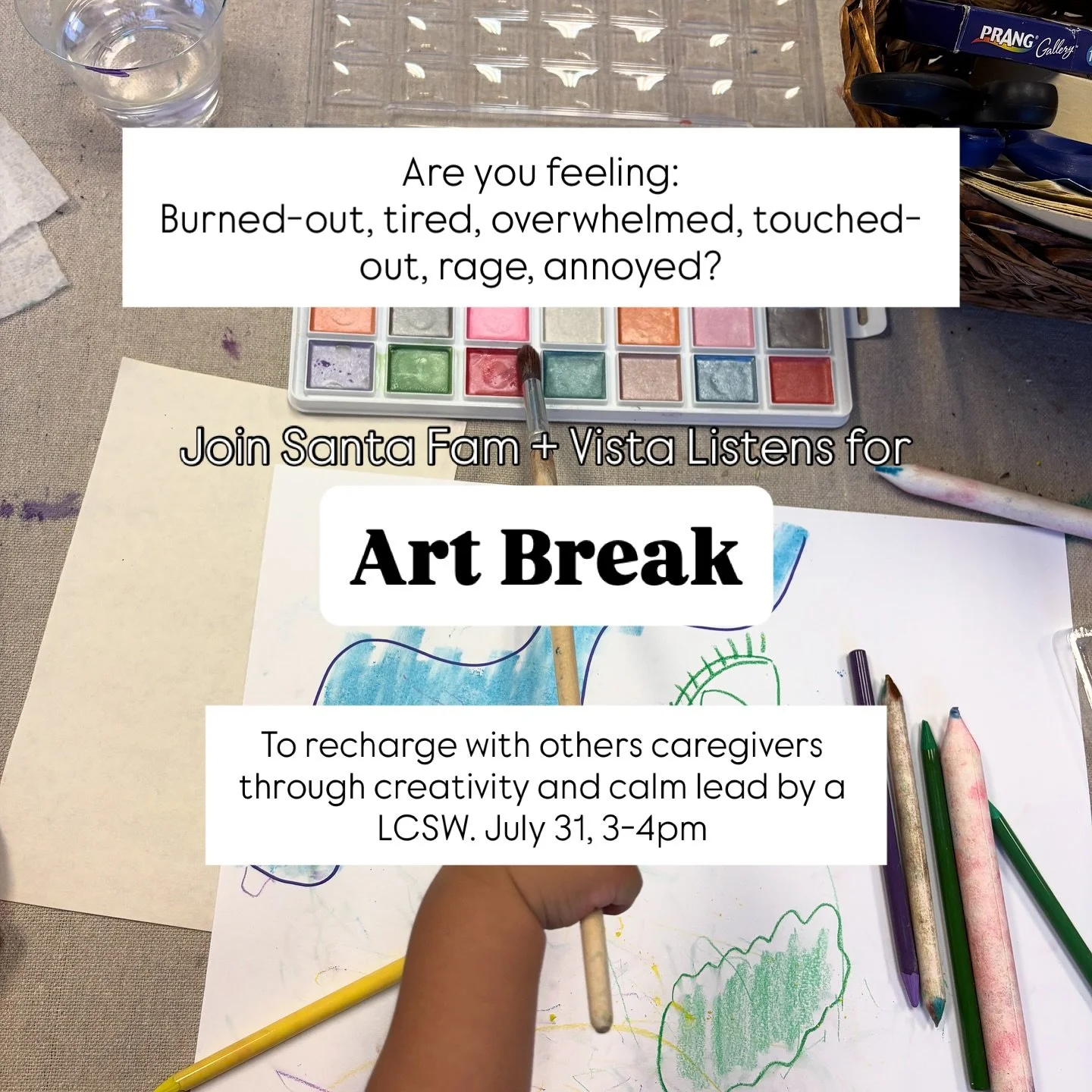 Join @vistalistens and I for a special Art Break! Thursday, July 31 at 3 pm! $15 per person, kids welcomed and free! 

It&rsquo;s safe to say this has been the worst year of my life, losing so many I love. Grief as a mother has carried a different ki