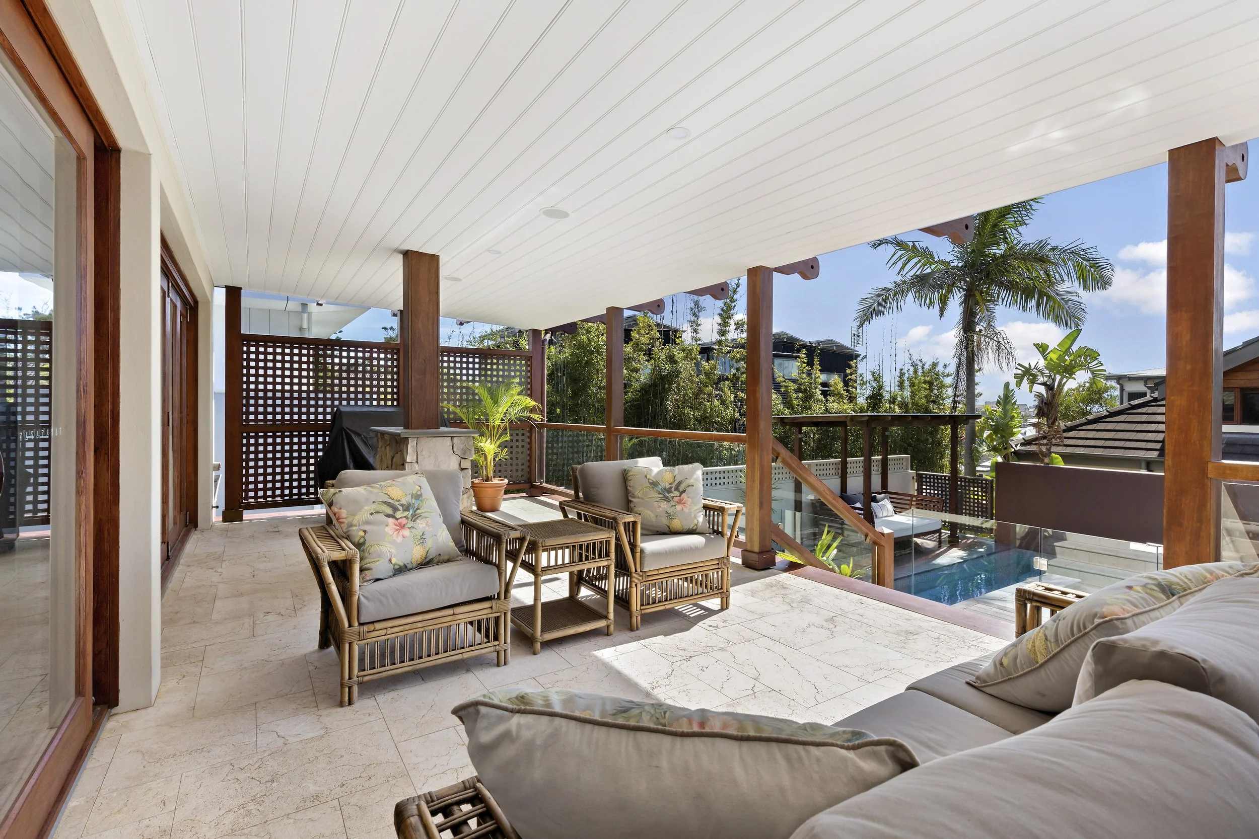 Rear deck area of 17 Curry Street. A luxurious three story residence designed and constructed by Arcbuild's in-house design team.