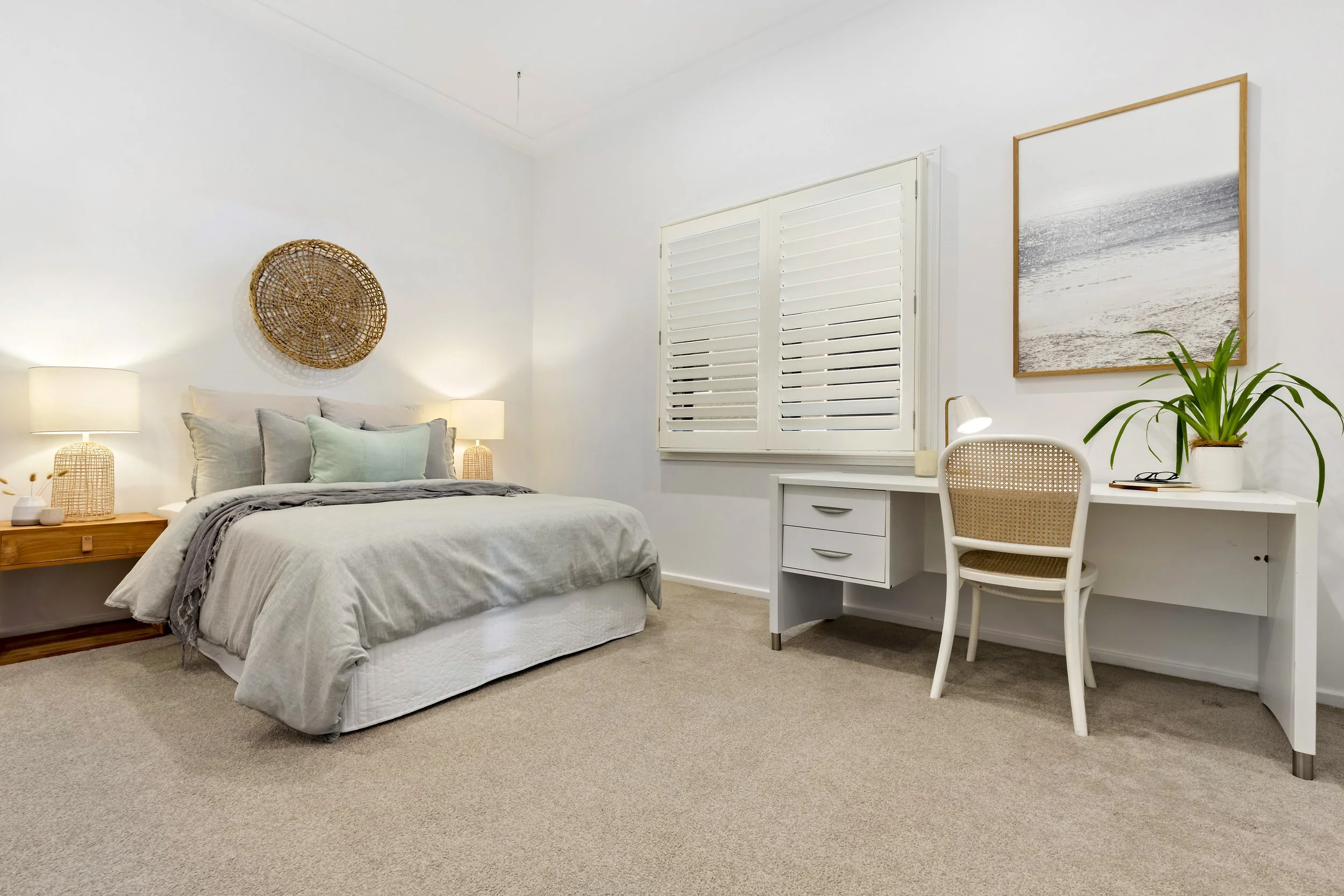 A bedroom inside 17 Curry Street. A luxurious three story residence designed and constructed by Arcbuild's in-house design team.