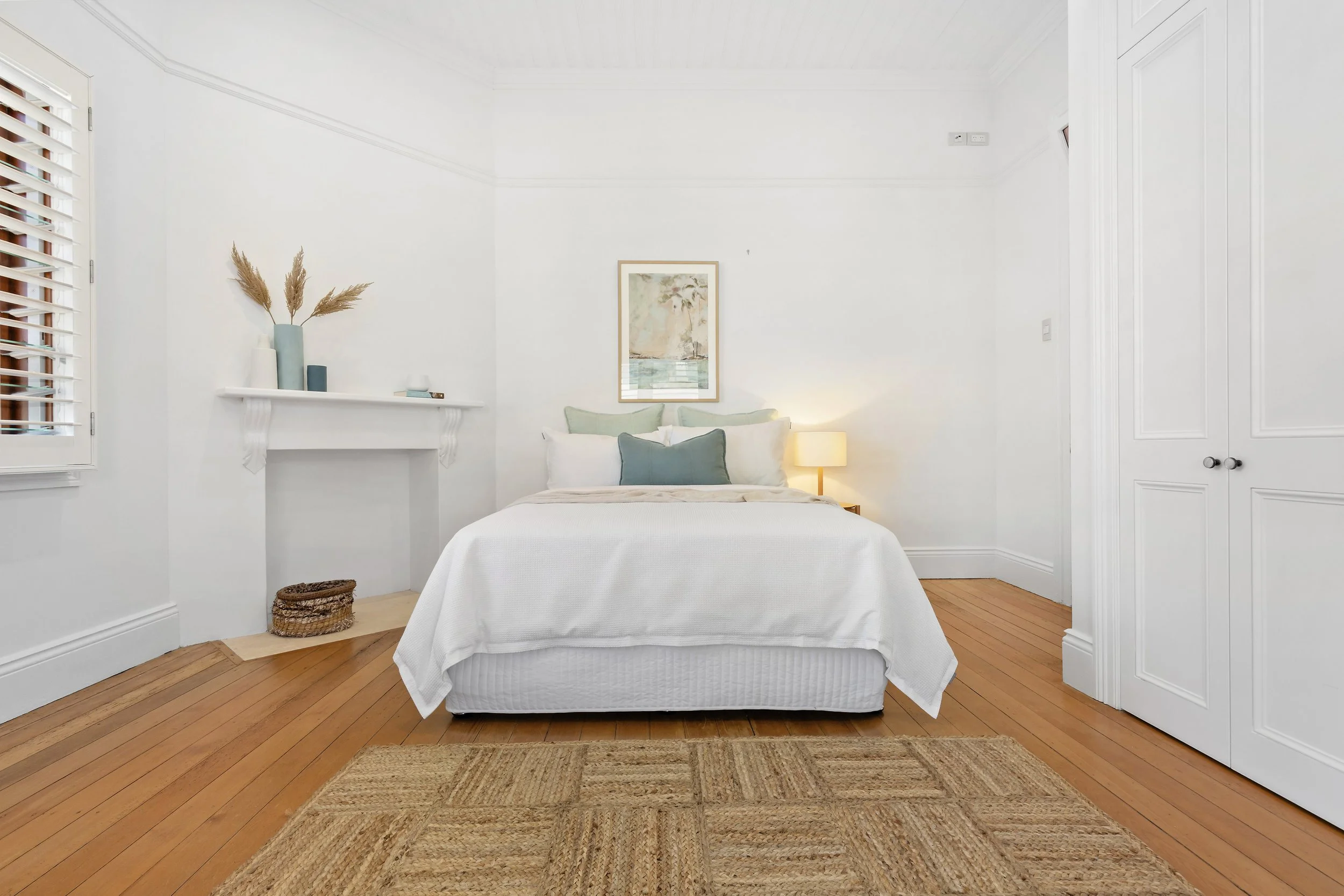 A bedroom inside 17 Curry Street. A luxurious three story residence designed and constructed by Arcbuild's in-house design team.