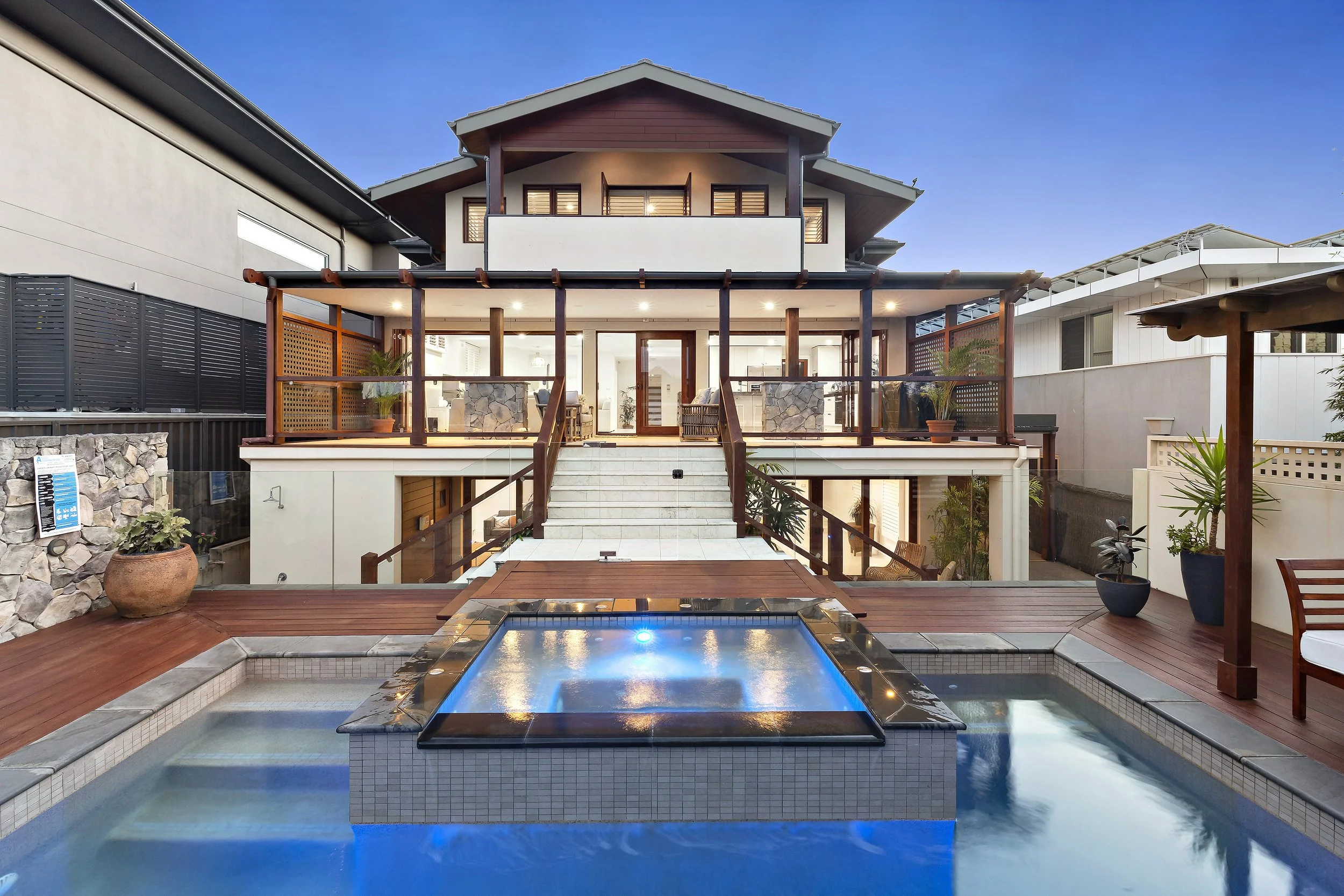 Rear courtyard area of 17 Curry Street. A luxurious three story residence designed and constructed by Arcbuild's in-house design team.
