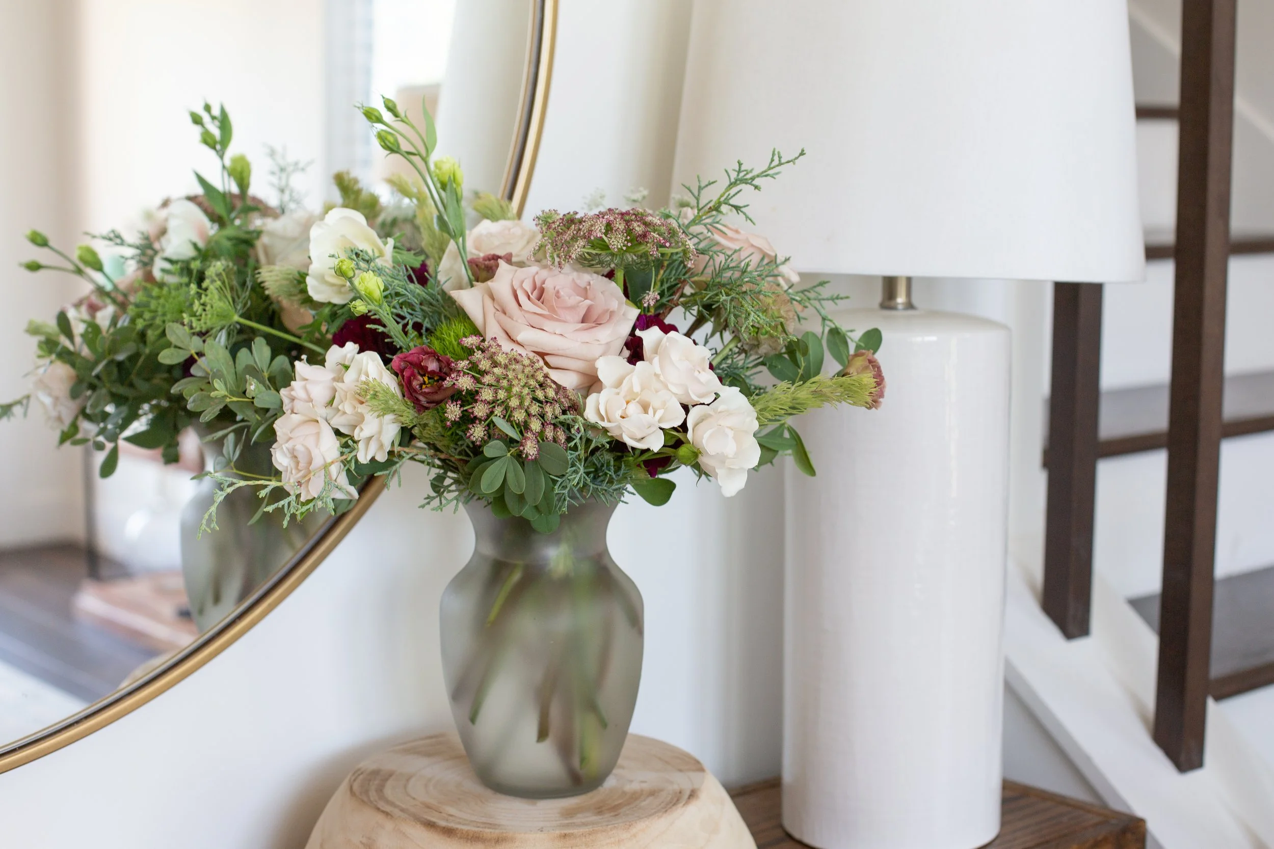 woodland frost vase arrangement three petals farm and florist millville nj
