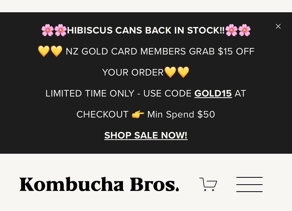 Are you an NZ Gold Card member? Check out your new card benefits! ** For a limited time 👇 
To all the hibiscus flavour lovers out there, SHE&rsquo;s BACK! And tasting super luscious, I must say.. 🌺 Hop online now: https://www.kombuchabros.co.nz/sho