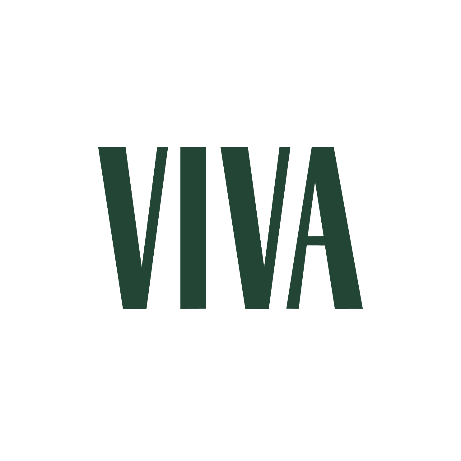 Logo for Viva Magazine, written in upper case green, stylised font
