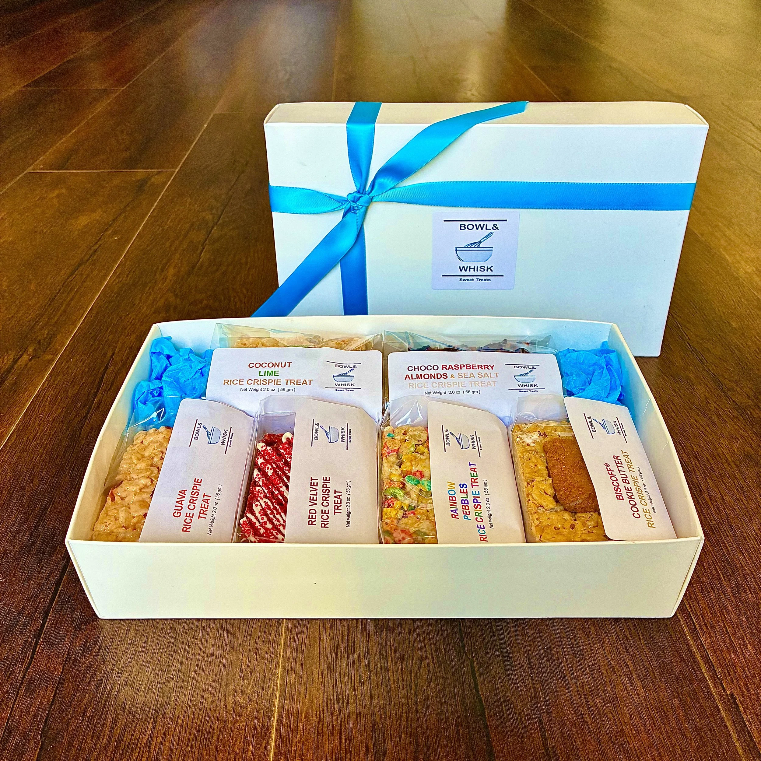 GIFT BOX OF INDIVIDUALLY WRAPPED RICE CRISPIE TREATS (ASSORTMENT OR SINGLE FLAVOR)