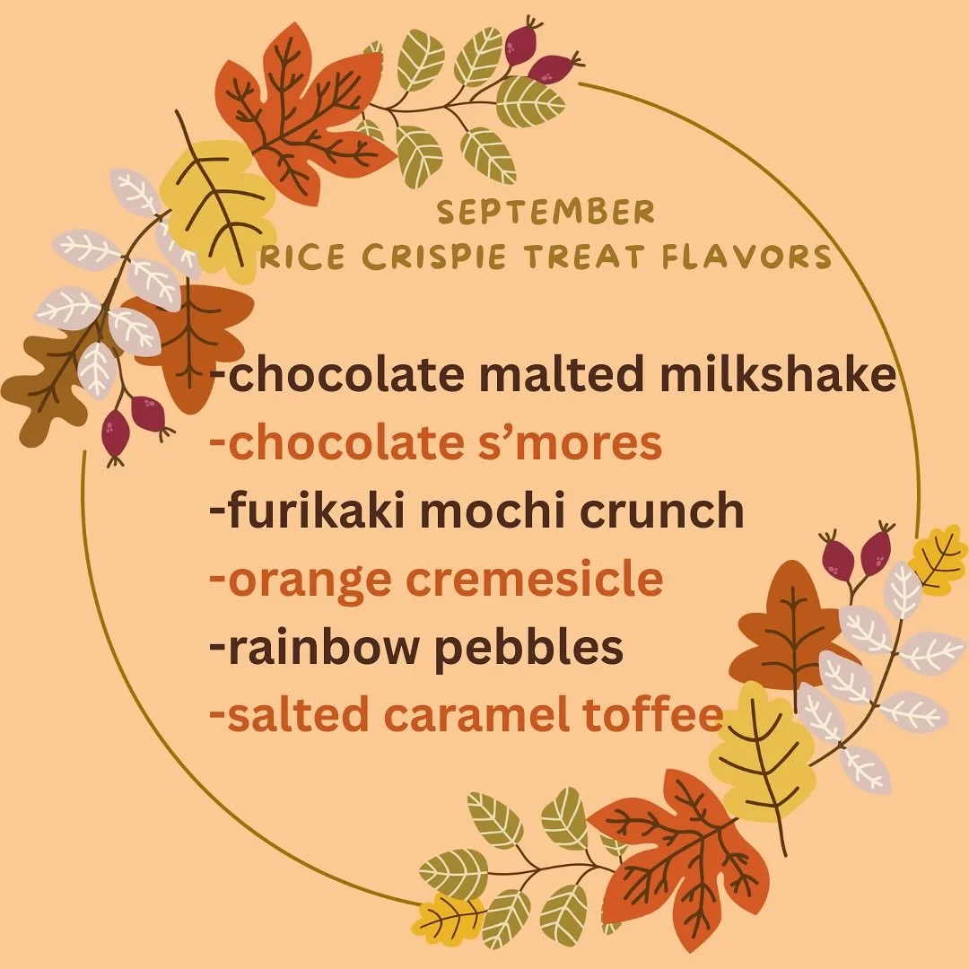 A sweet ending to summer transitioning to cozy fall flavors!🌻🍁

Available online and shipping nationwide at bowlandwhisksweets.com and at &amp;zuckercreme (beginning 9/17).

#ricekrispietreats #madeinpdx