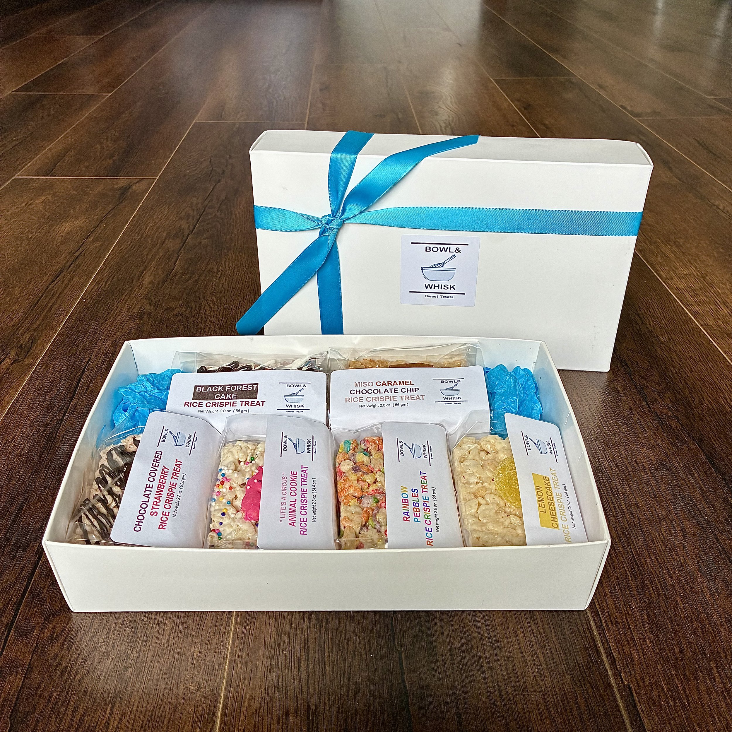 GIFT BOX OF INDIVIDUALLY WRAPPED RICE CRISPIE TREATS (ASSORTMENT OR SINGLE FLAVOR)
