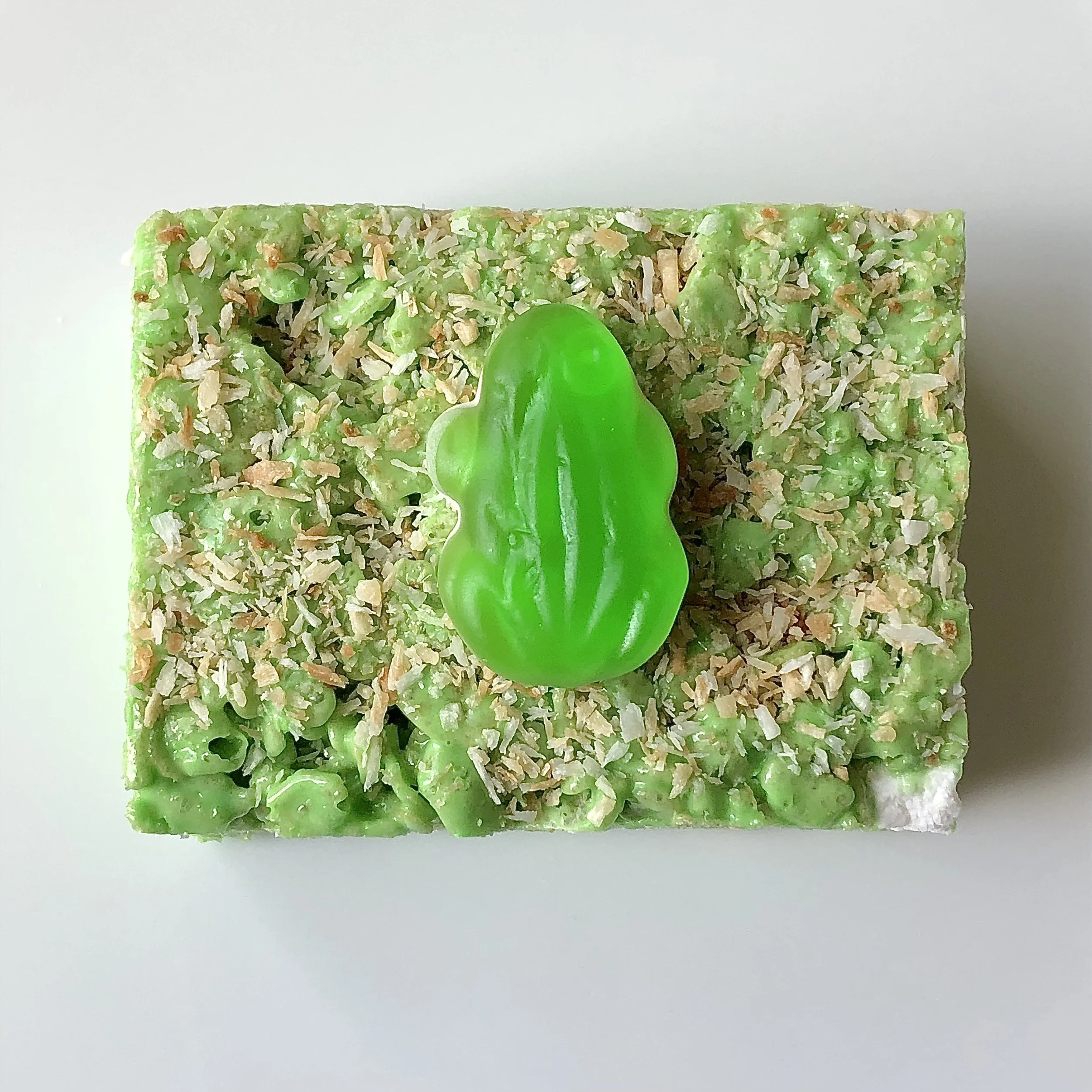 pandan coconut rice crispie treat