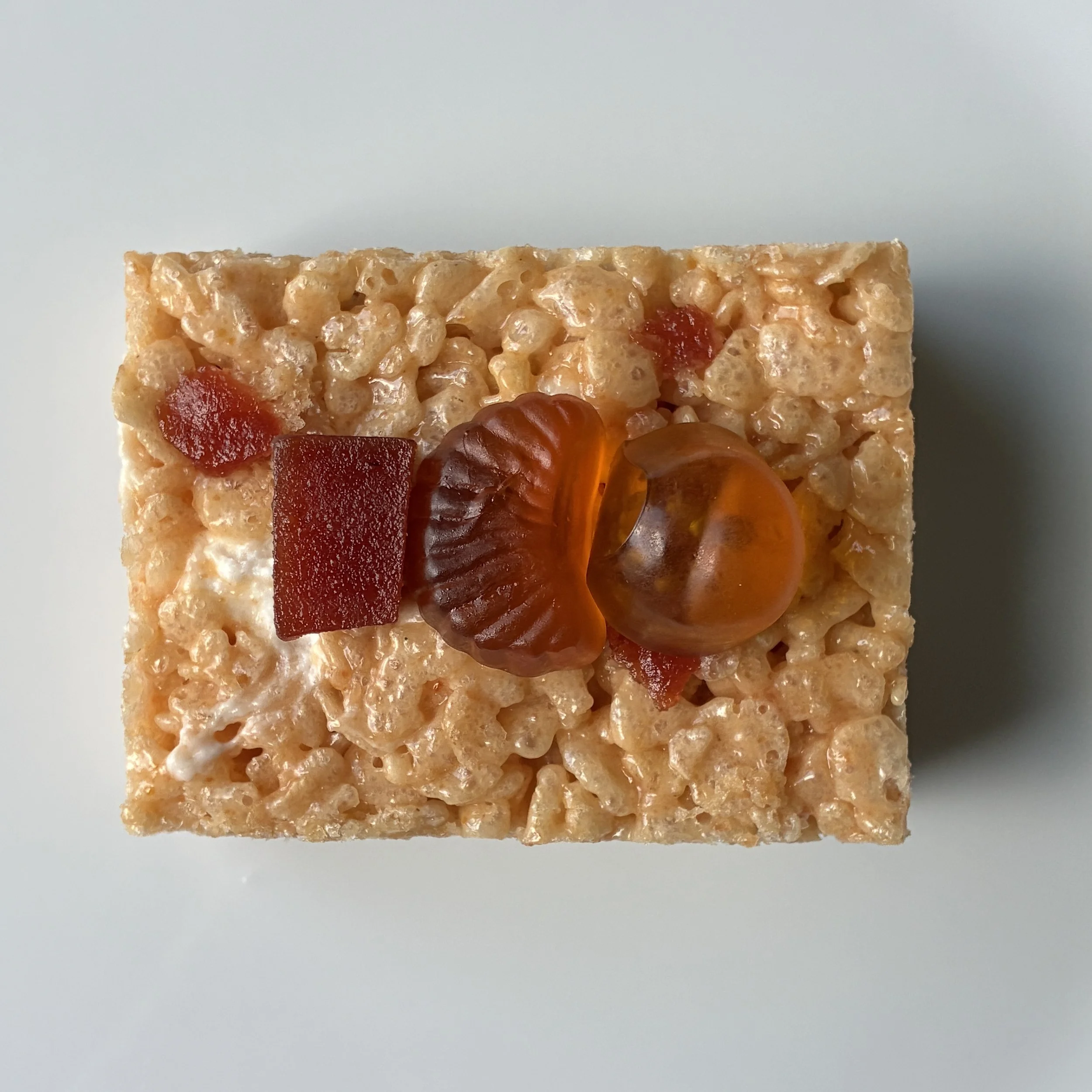 passion fruit-orange-guava-rice crispie treat