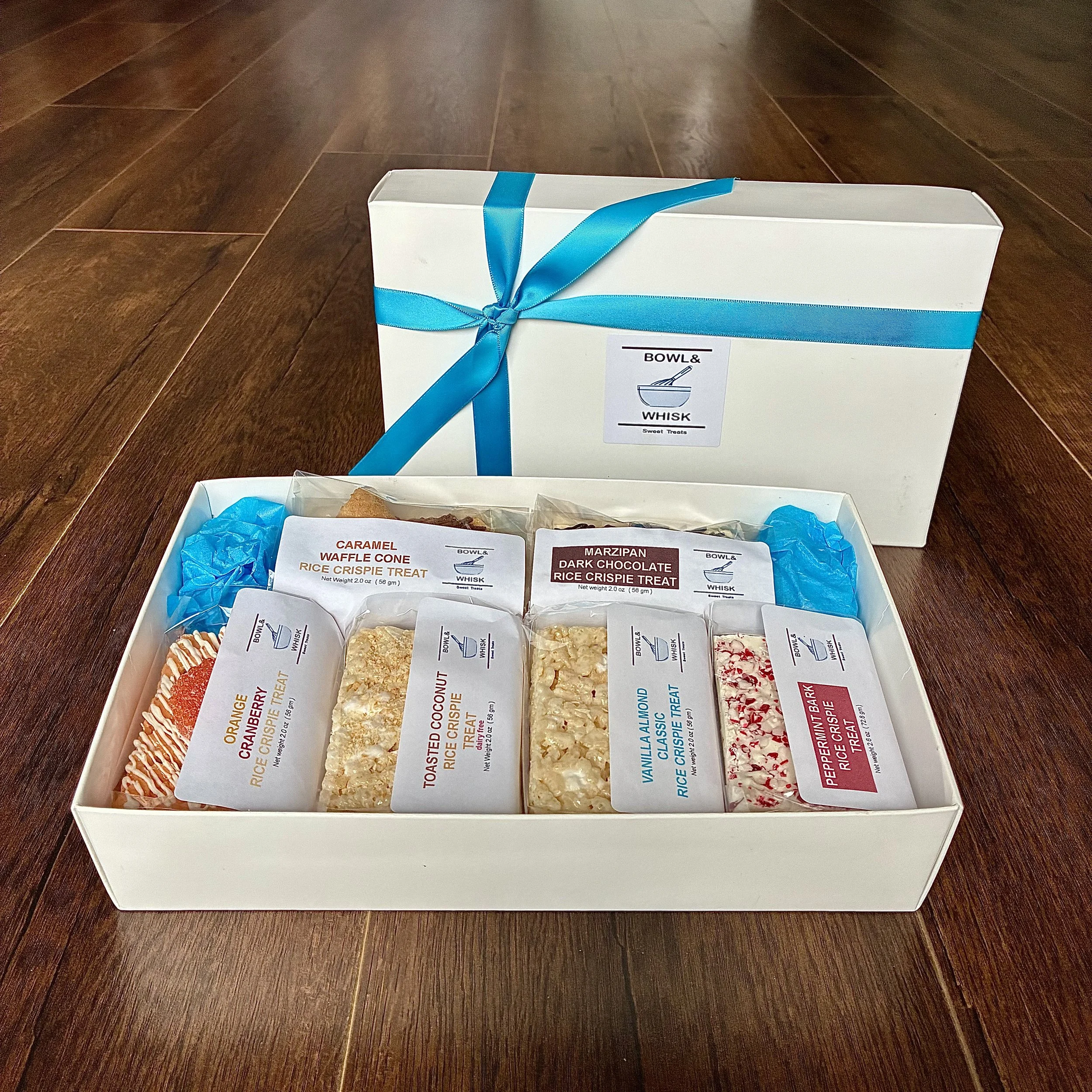 gift box of individually wrapped rice crispie treats