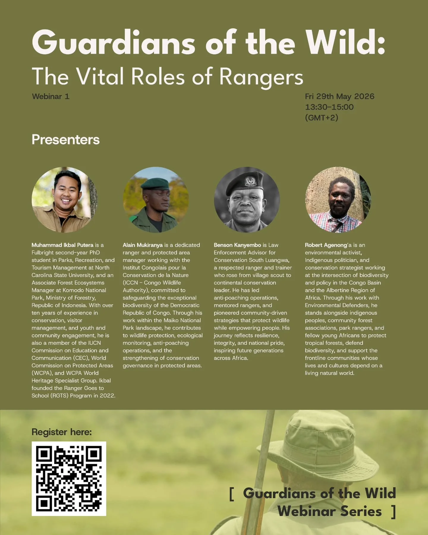 Join us on Friday 29th May for the Guardians of the Wild Webinar on the vital roles of rangers and hear from rangers working in diverse contexts and join the conversation!

#rangers #conservation #biodiversity #sustainability #ecoguard

Thank you @an