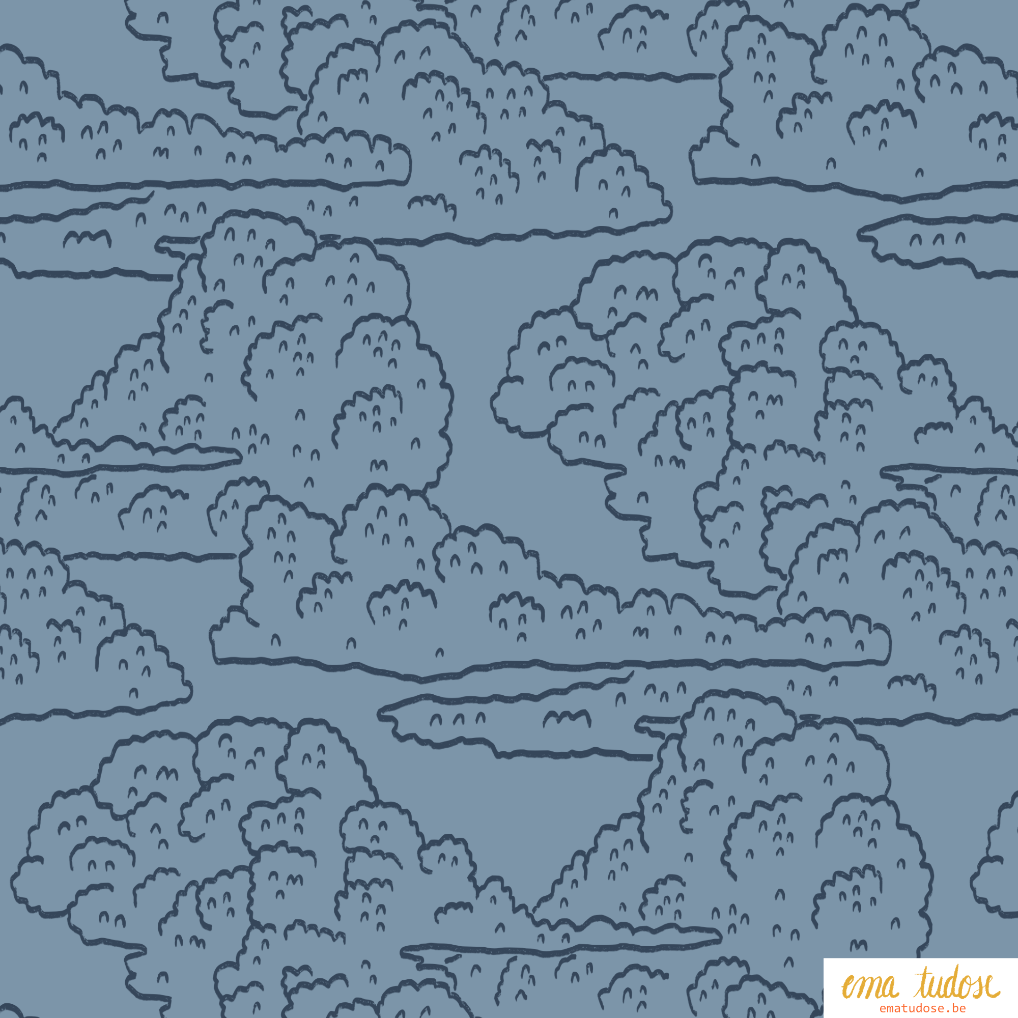 Gothic Sky Clouds Dusty Blue Dark Academia