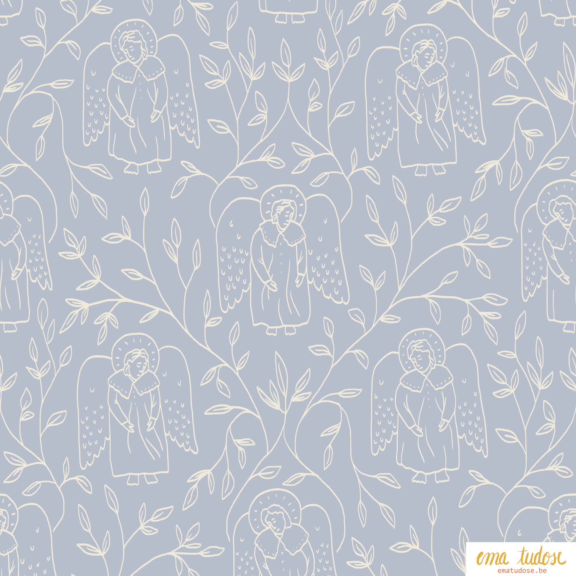 Guardian Angels Toile Dove Grey Botanical Vines