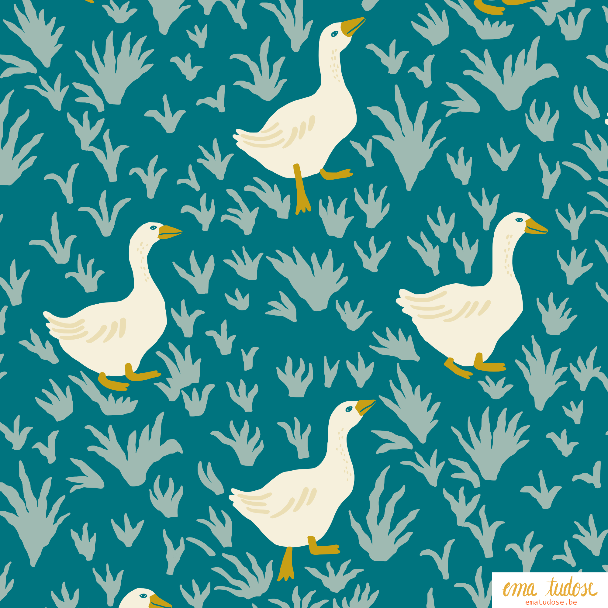 Geese meadow turquise Ema Tudose.png