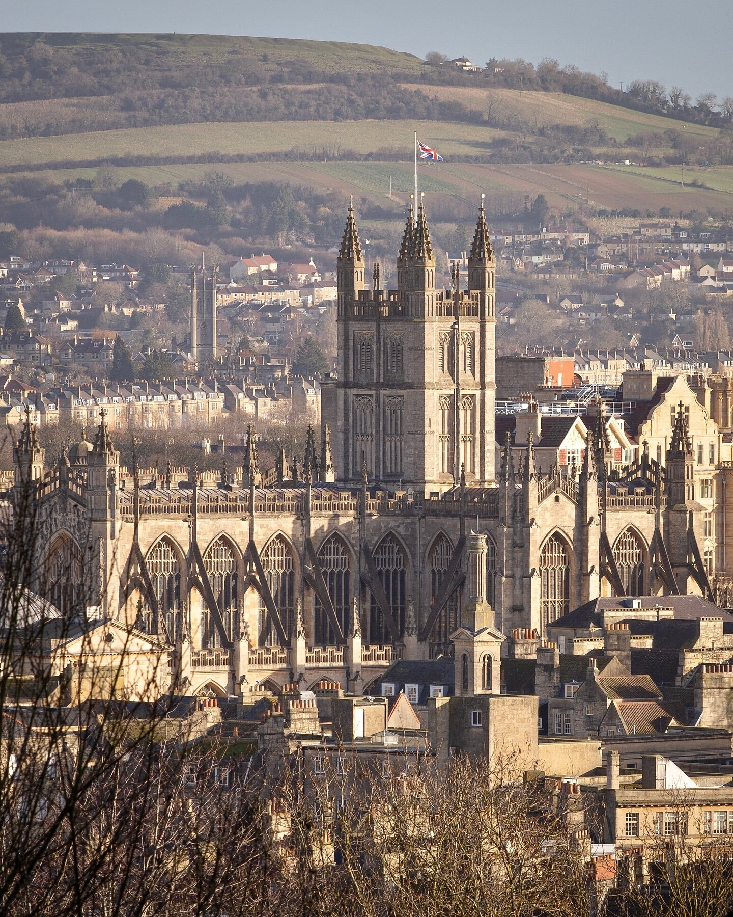 Beautiful Bath Abbey basking in winter sunshine, a spectacular piece of architecture which is viewable from all around the city from almost every hillside and vantage point. This is the best time of year for walks on the fringes of the centre, each o
