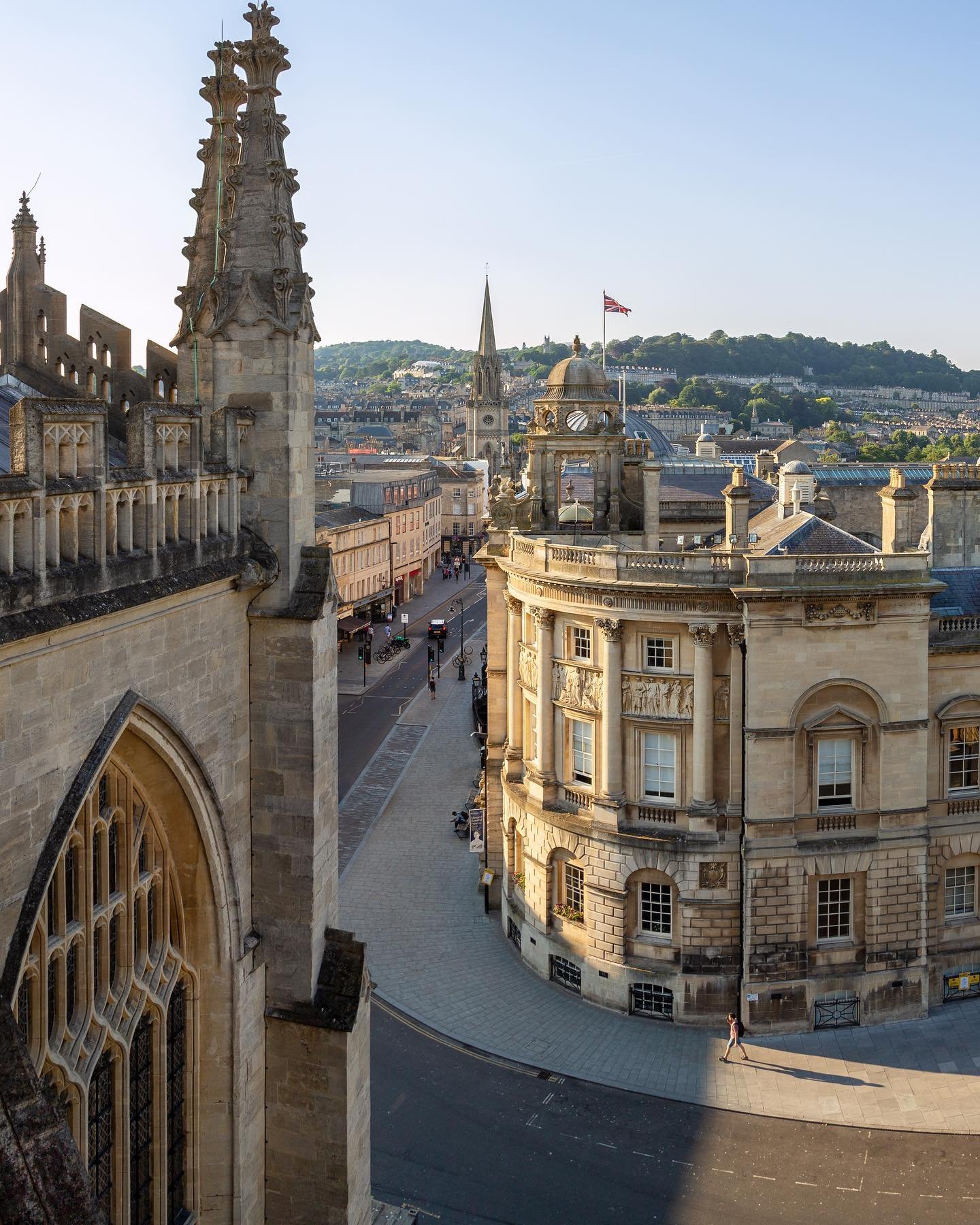 The views from here are incredible!

Journey to the top of Bath Abbey tower to experience a vast panoramic scene of the city, familiar buildings and streets taking on a whole new appearance. This spot is one of my favourites, looking across to the de