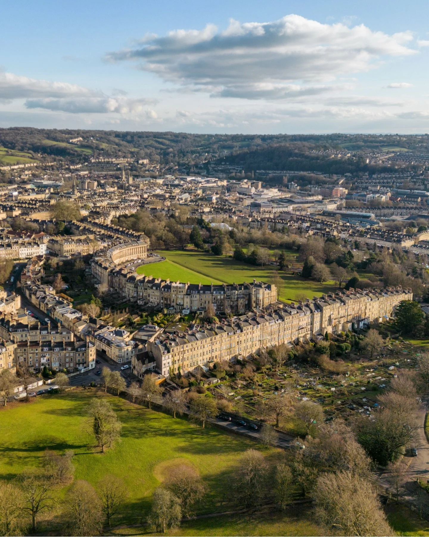 Sunny scenes over Bath and that unmistakable curve of the Royal Crescent in the middle distance. Over 250 years of history have stood at that spot and imagine if those walls could talk, what tales they could share of life coming and going both inside