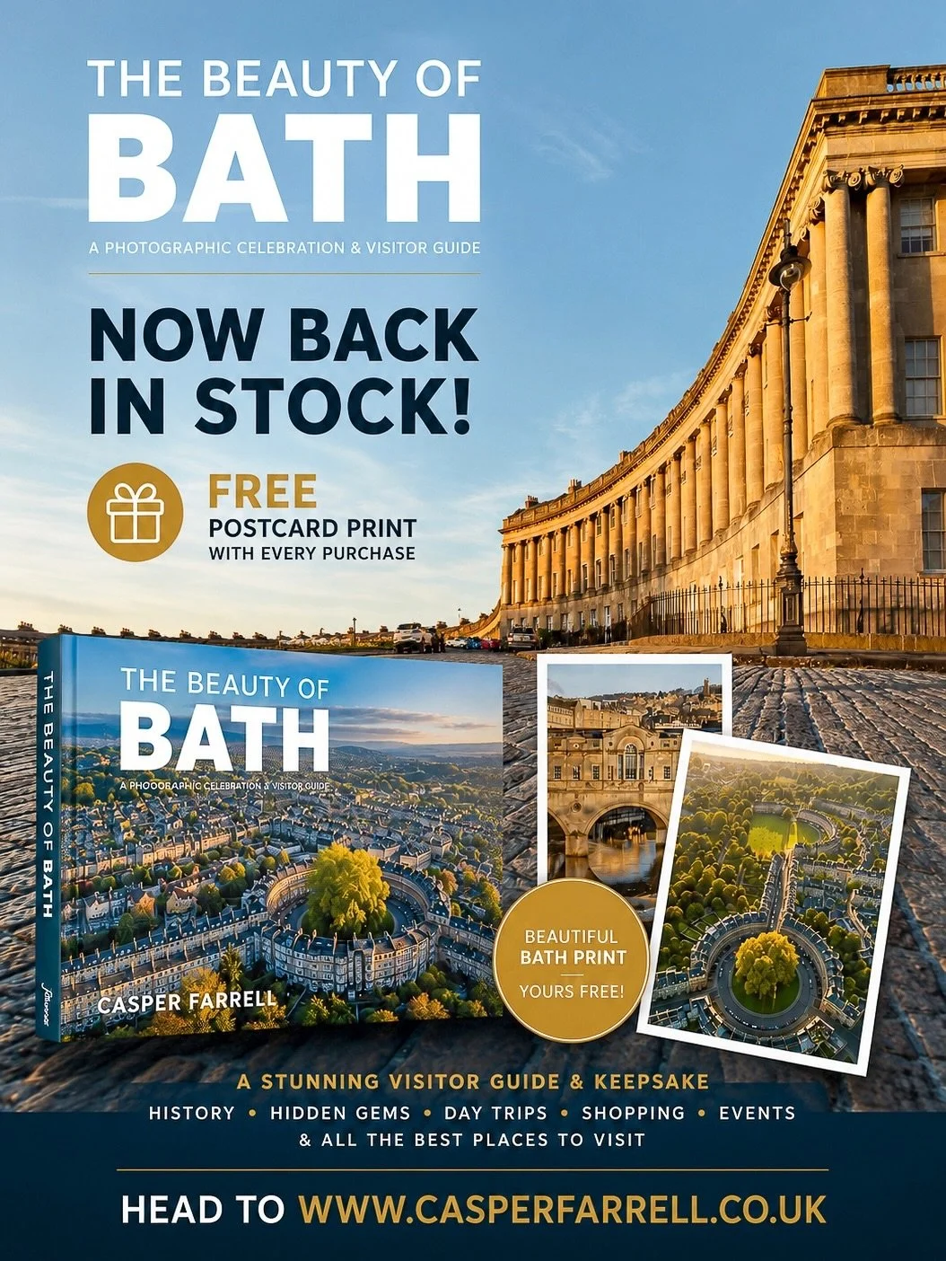 Back in stock! ❤️

The Beauty of Bath is now available again, a photographic love letter to the city I&rsquo;ve spent so many years photographing.

If you live in Bath, grew up here or are just visiting, you can find copies on my website and at Toppi