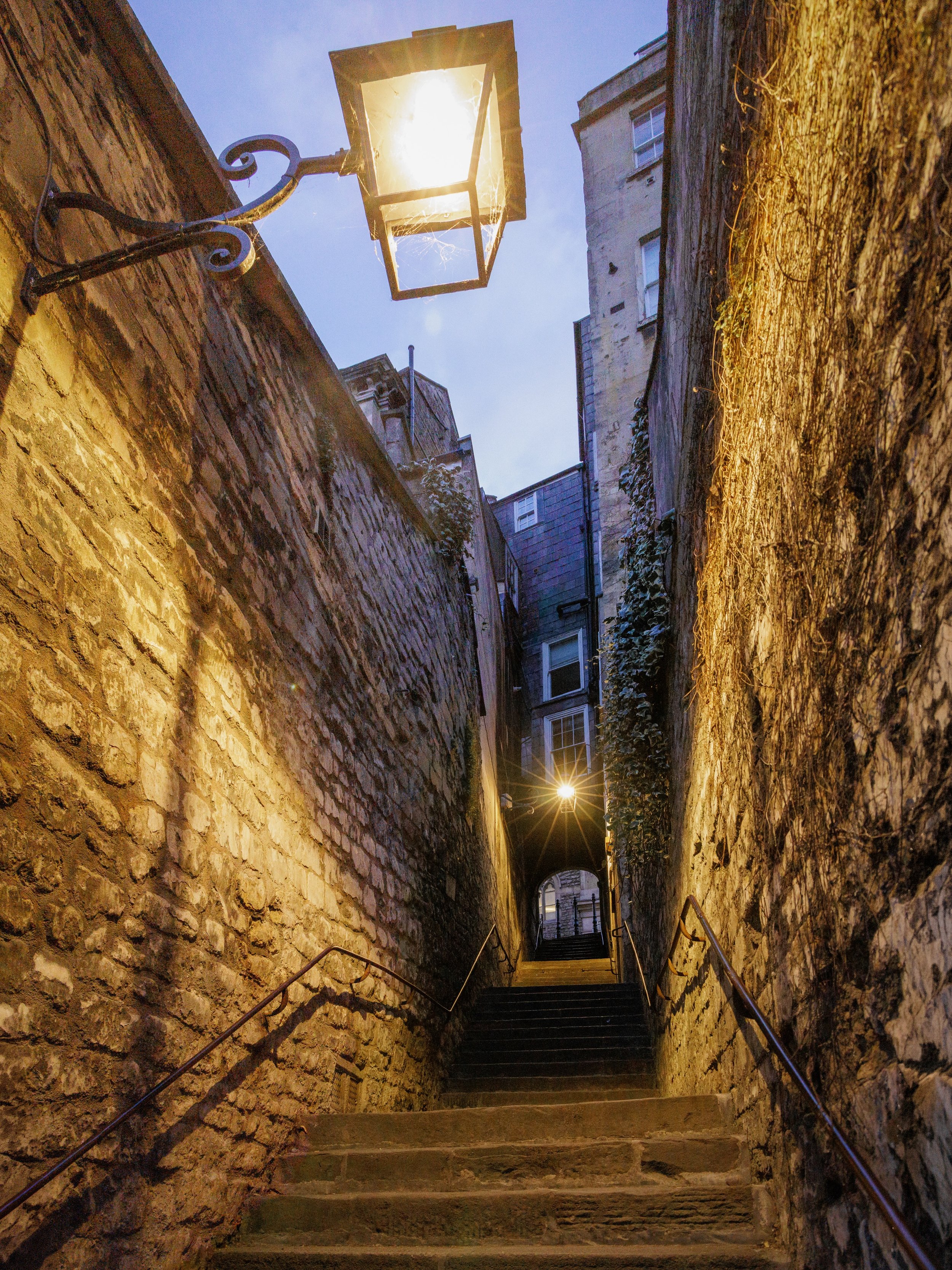 Have you ever wandered the back streets of Bath?

There&rsquo;s some intriguing places for the intrepid explorer who  likes to explore atmospheric corners of the city after dark. Walcot steps is one such place, linking the lofty heights of the Parago