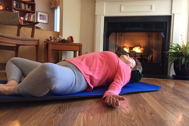 Ann Swanson’s client practicing yoga therapy