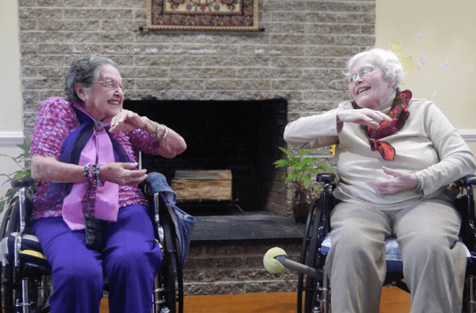 Betty & Jerry (95 years old) practicing tai chi/qi gong on wheelchairs