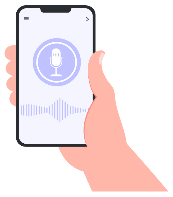 Mobile screen icon depicting a microphone with audio playback.