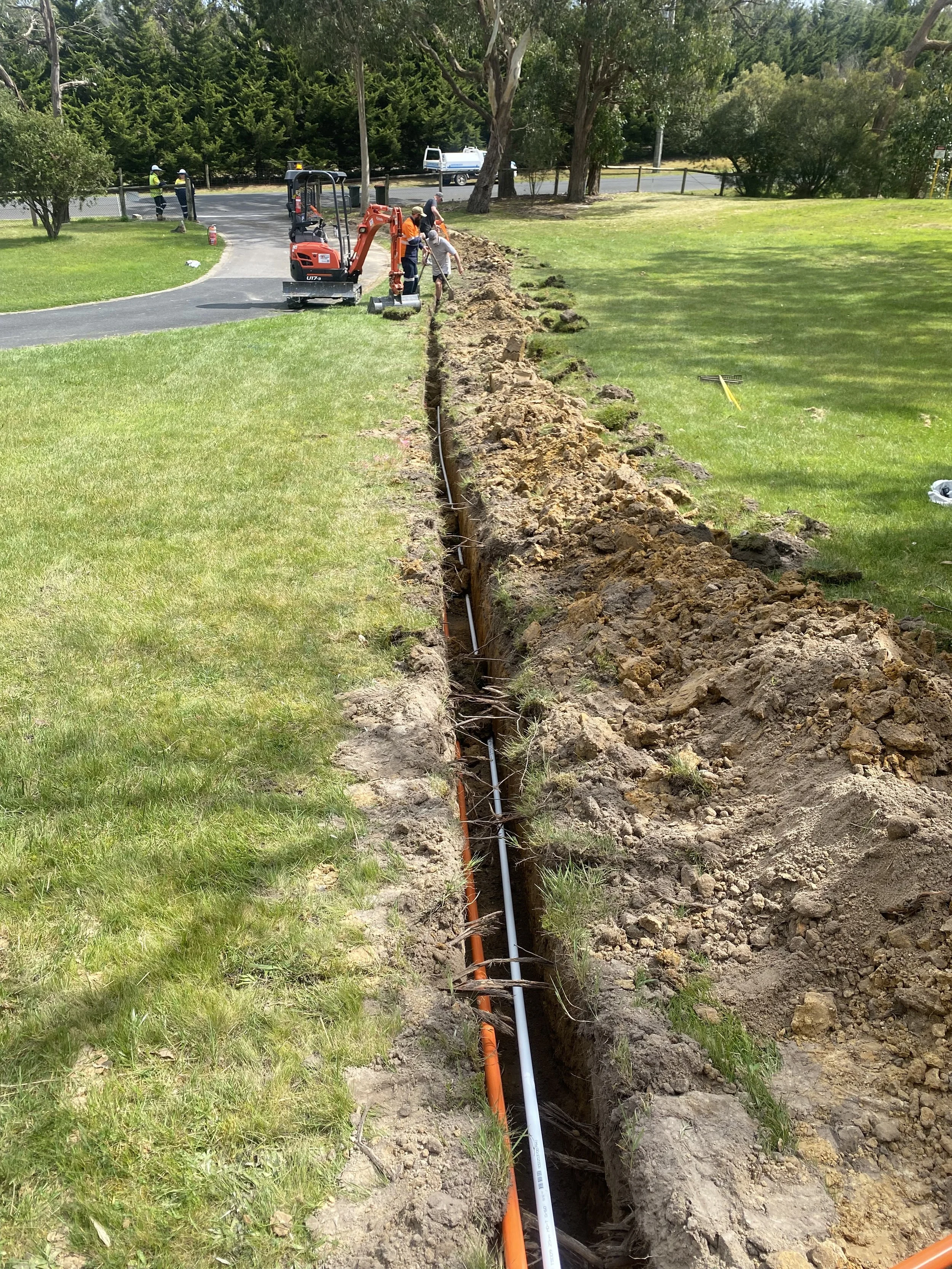 Digging a trench for services in Langwarrin
