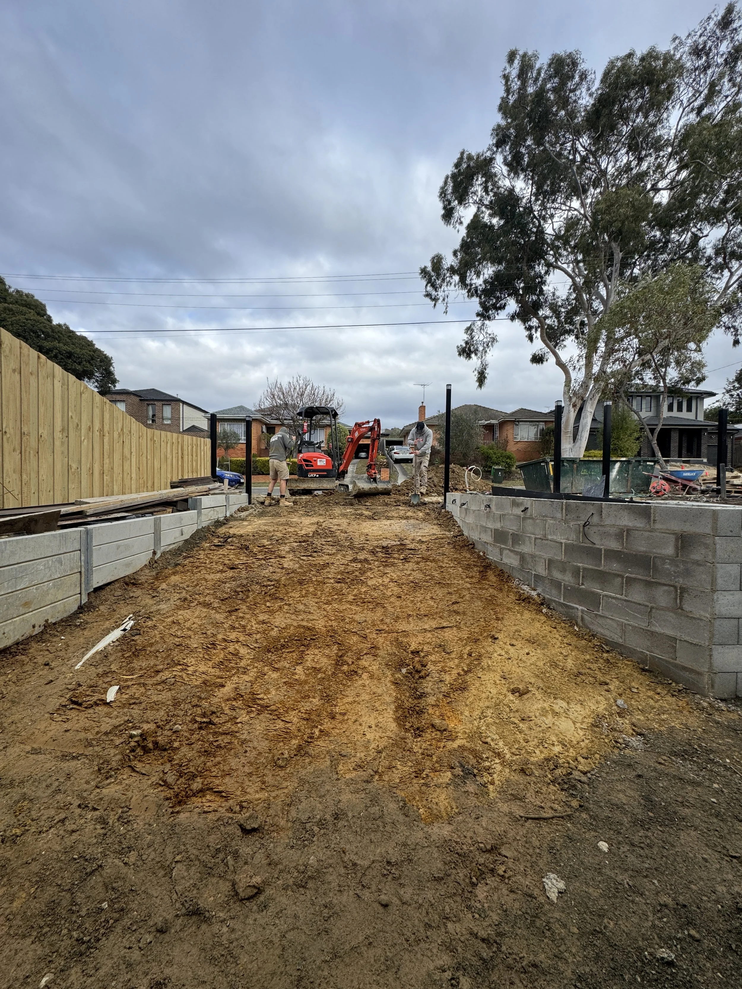 Excavation for new driveway in burwood