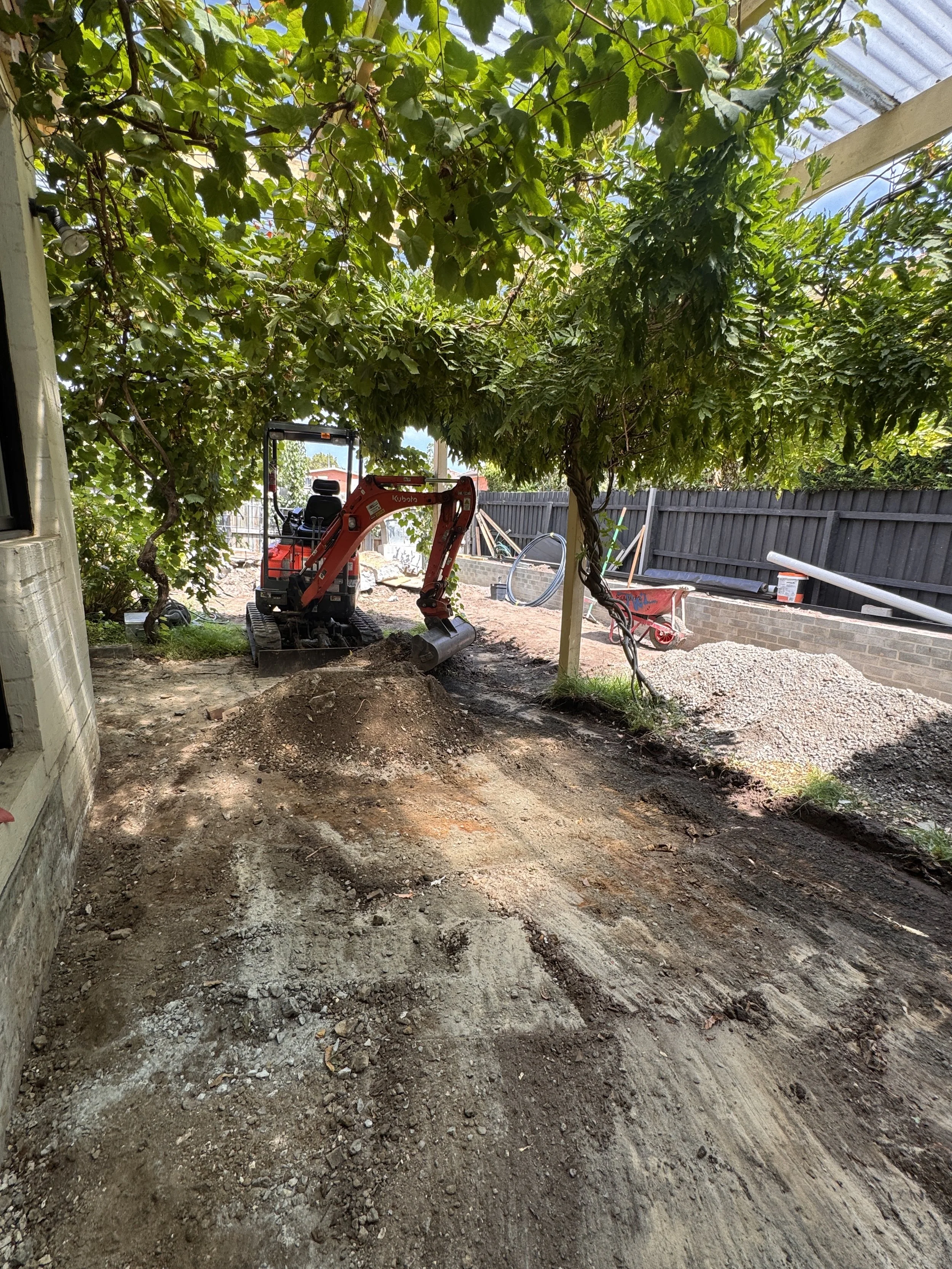 Concrete slab excavation tight access