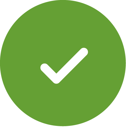 Green circle with a white checkmark inside