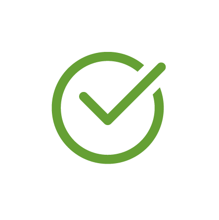 Green checkmark inside a circle, indicating approval or completion.