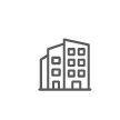 A simple black outline of a multi-story building with multiple windows.