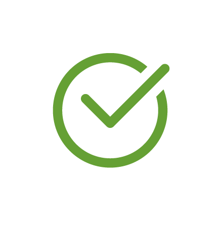 Green checkmark inside a circle, indicating approval or completion.