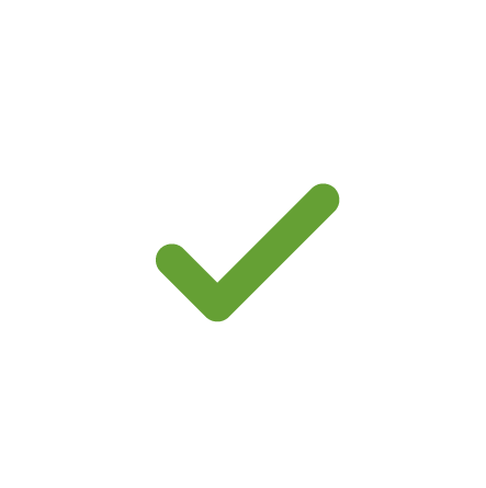 Green checkmark on white background.