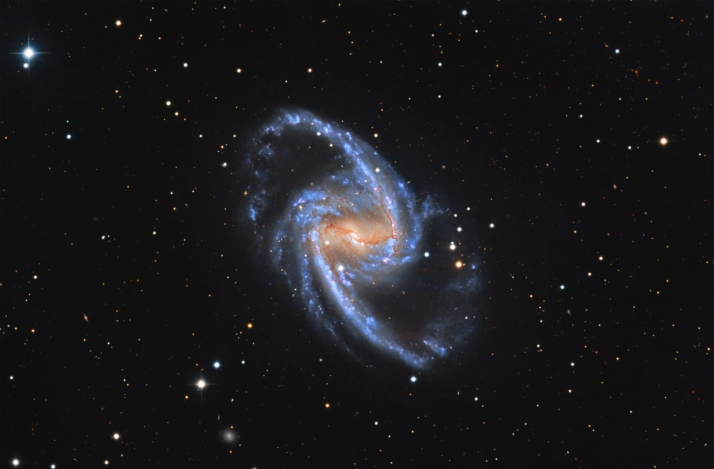 NGC 1365 – The Great Barred Spiral Galaxy – processed by Cosmic Captures from Telescope.Live image data