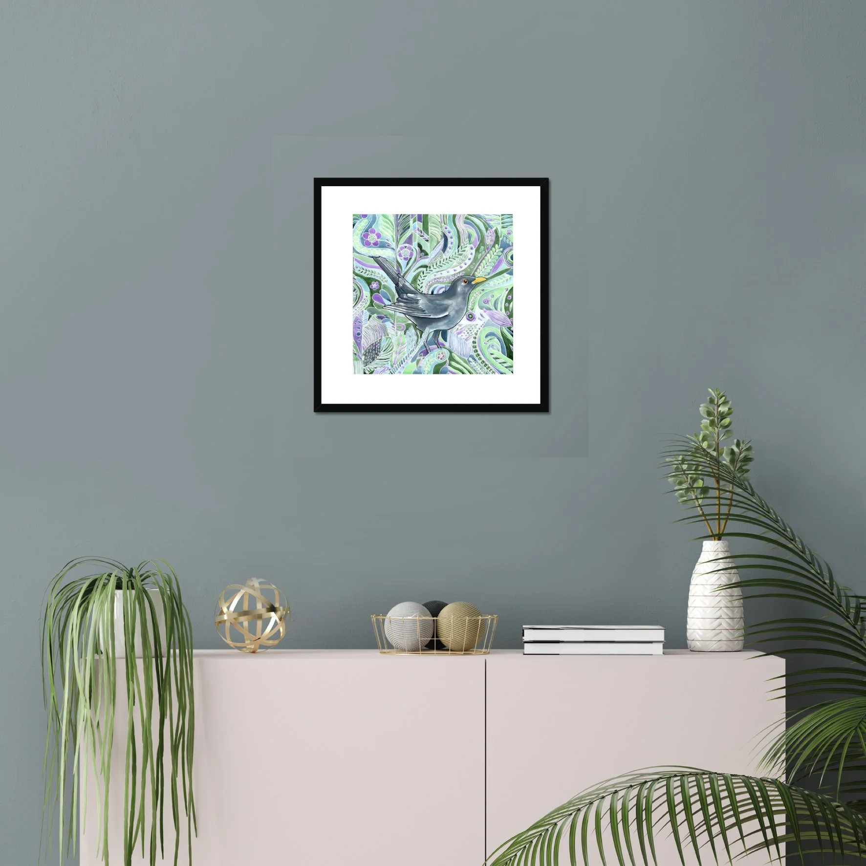 16 inch framed pic Insightful Mr Blackbird .jpg