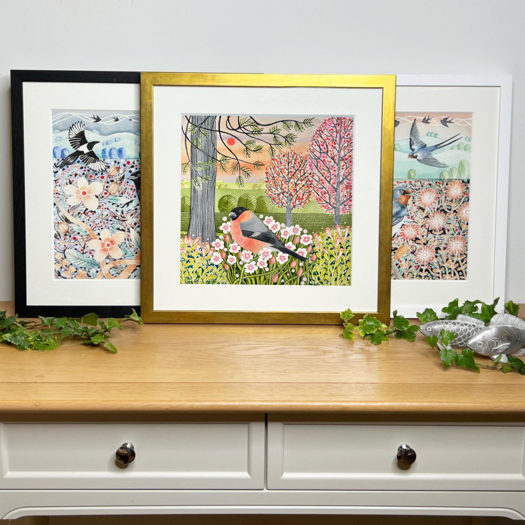 Spring three framed prints bullfinch.jpg