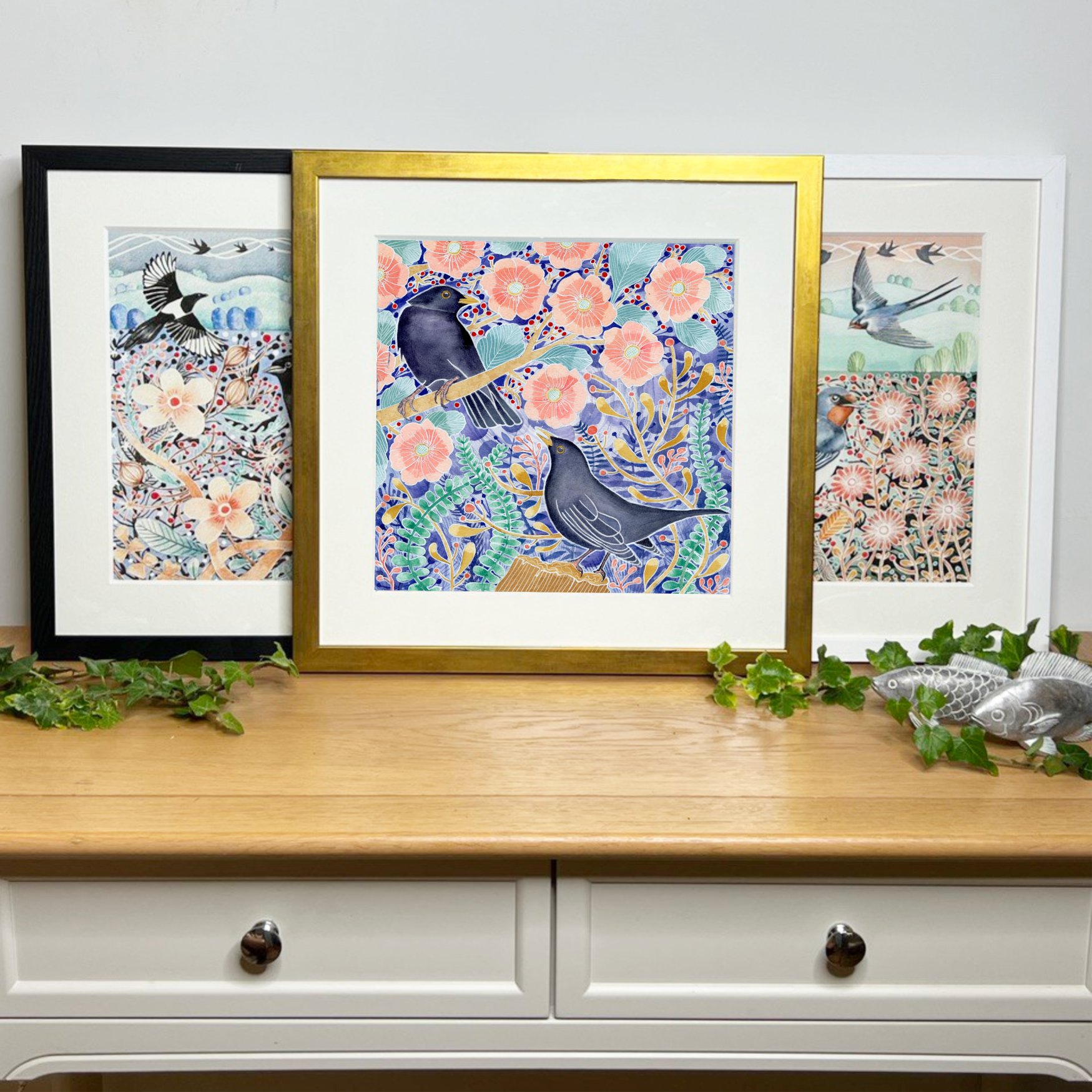 Spring three framed prints blackbirds.jpg