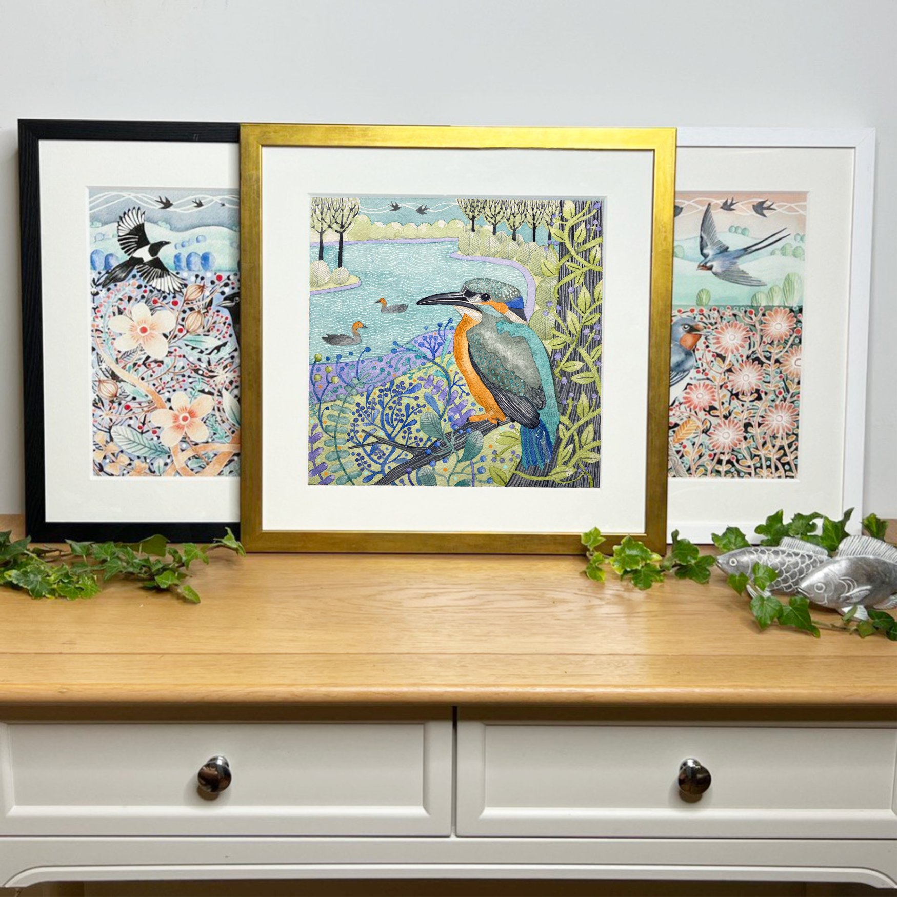 Spring three framed prints kingfisher.jpg