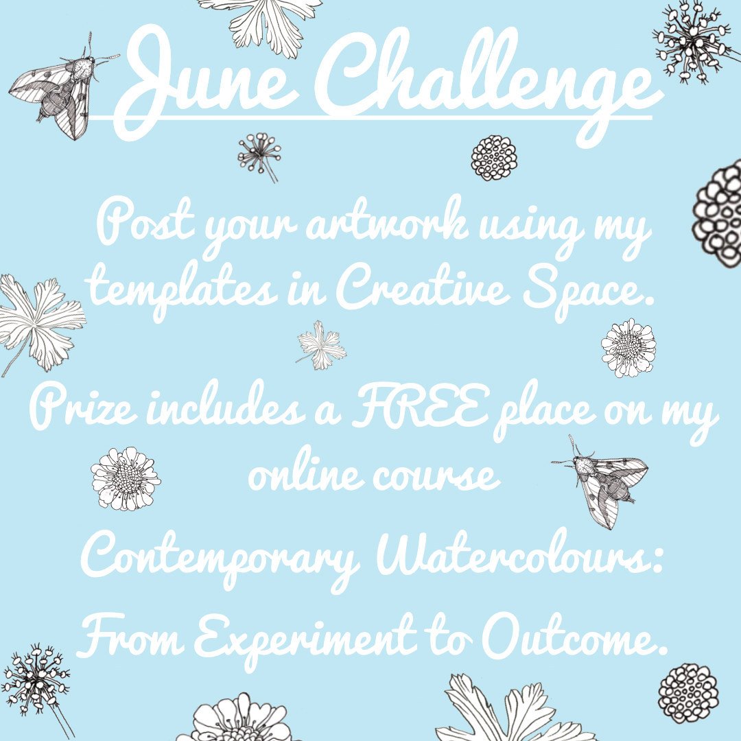 Introducing Creative Space's June Challenge! 

Have some fun and side-step creative block with my free, easy-to-use templates, for the chance to win a free place on my four-week online course 'Contemporary Watercolours: From Experiment to Outcome&rsq