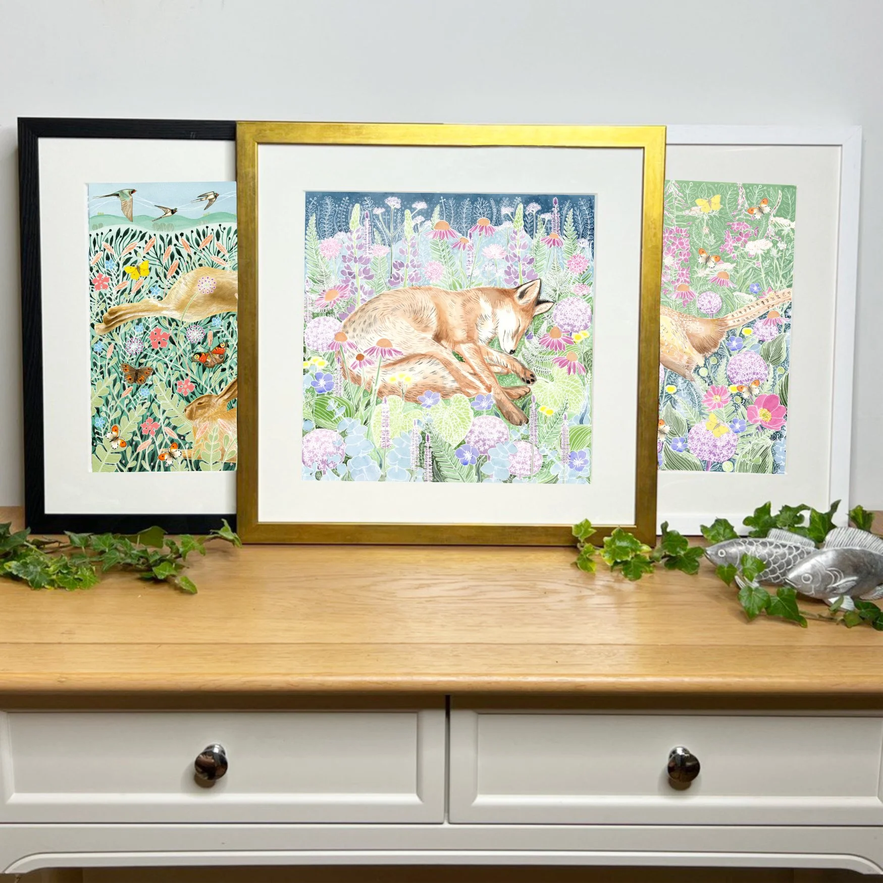 three framed prints Sleeping Fox .jpg