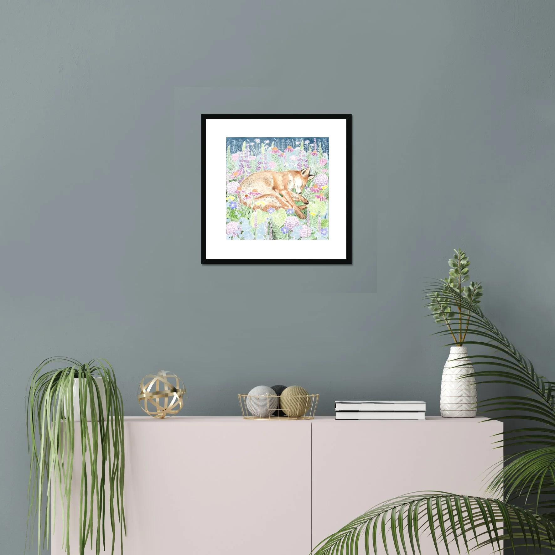16 inch framed pic Sleeping Fox .jpg