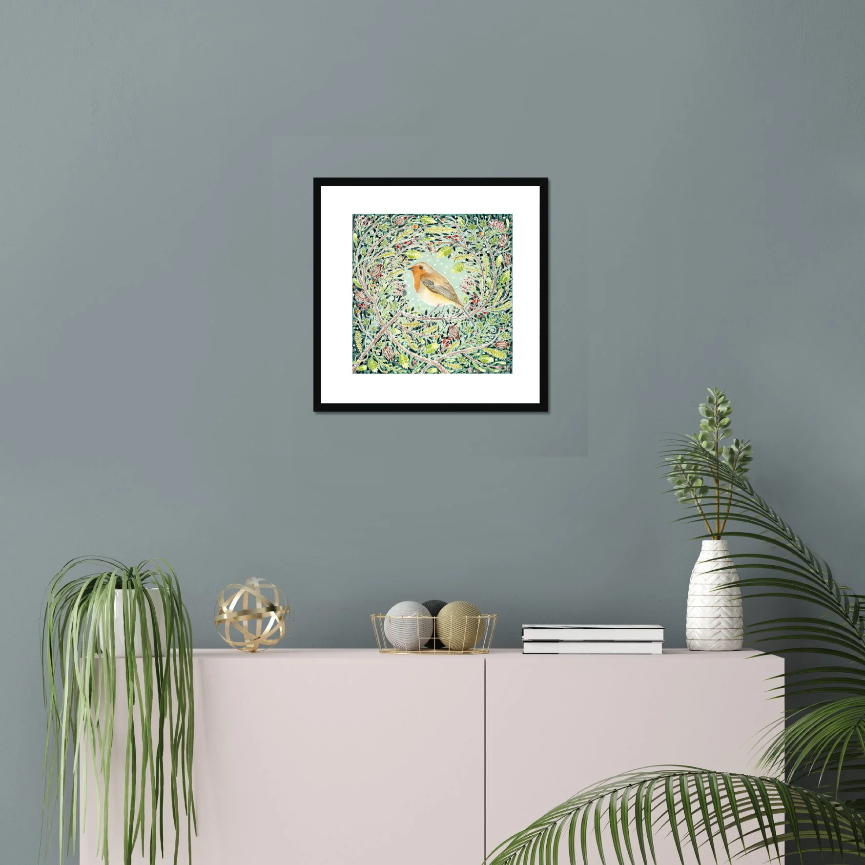 16 inch framed pic Friendly Mr Robin  .jpg (Copy)