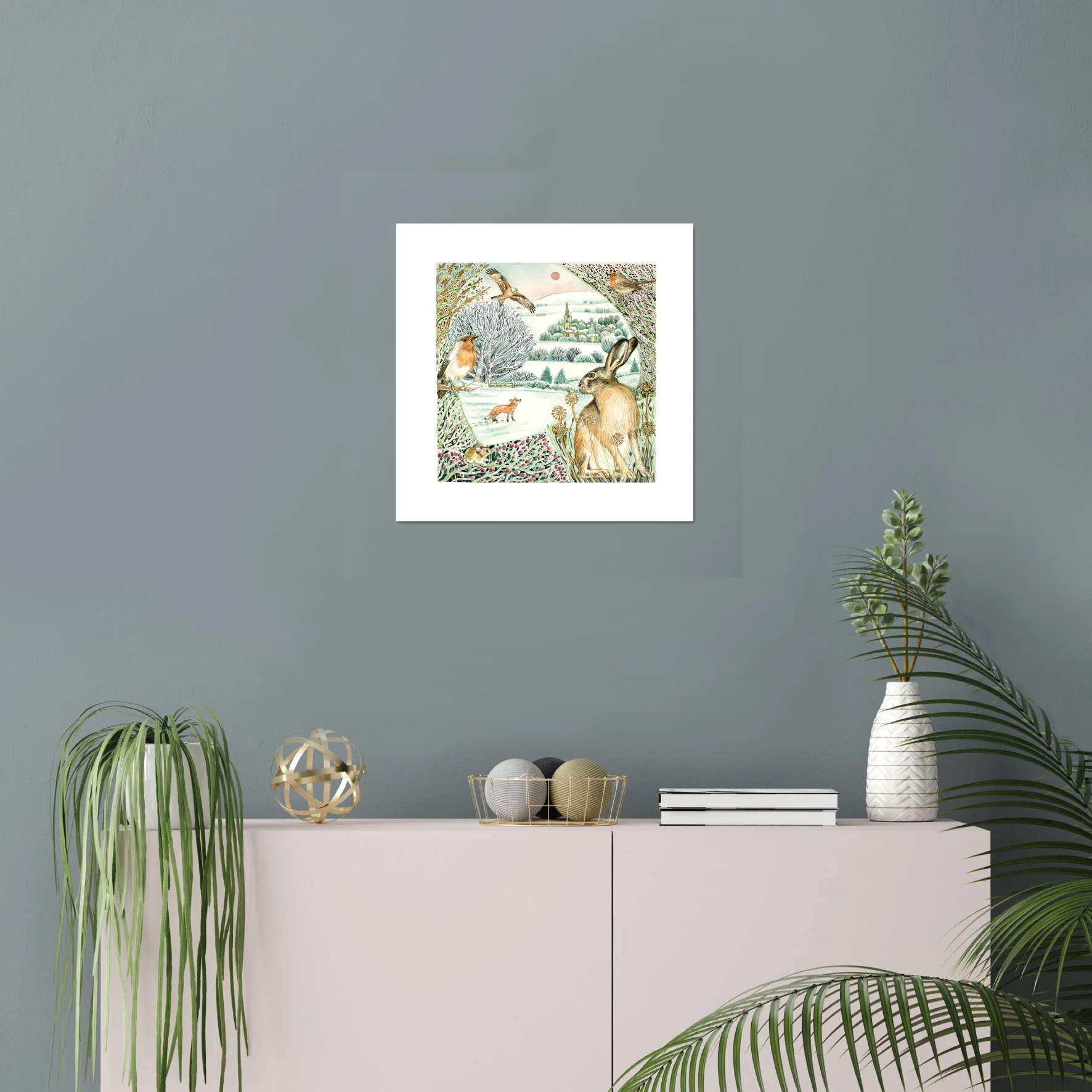 16 inch unframed pic Winter Hare.jpg (Copy)