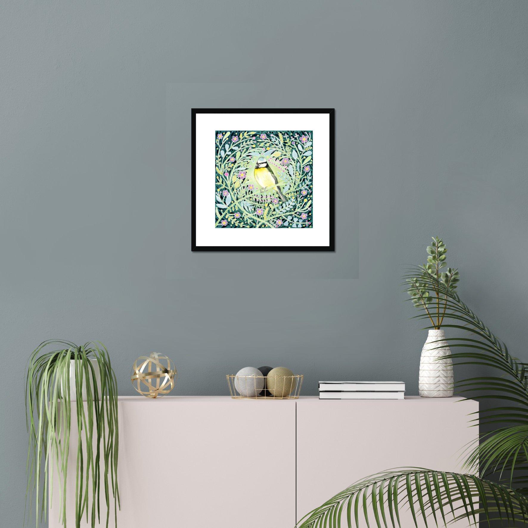 16 inch framed pic Dependable Mr Blue Tit .jpg